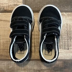 Vans Kids Black and White Velcro Sneakers